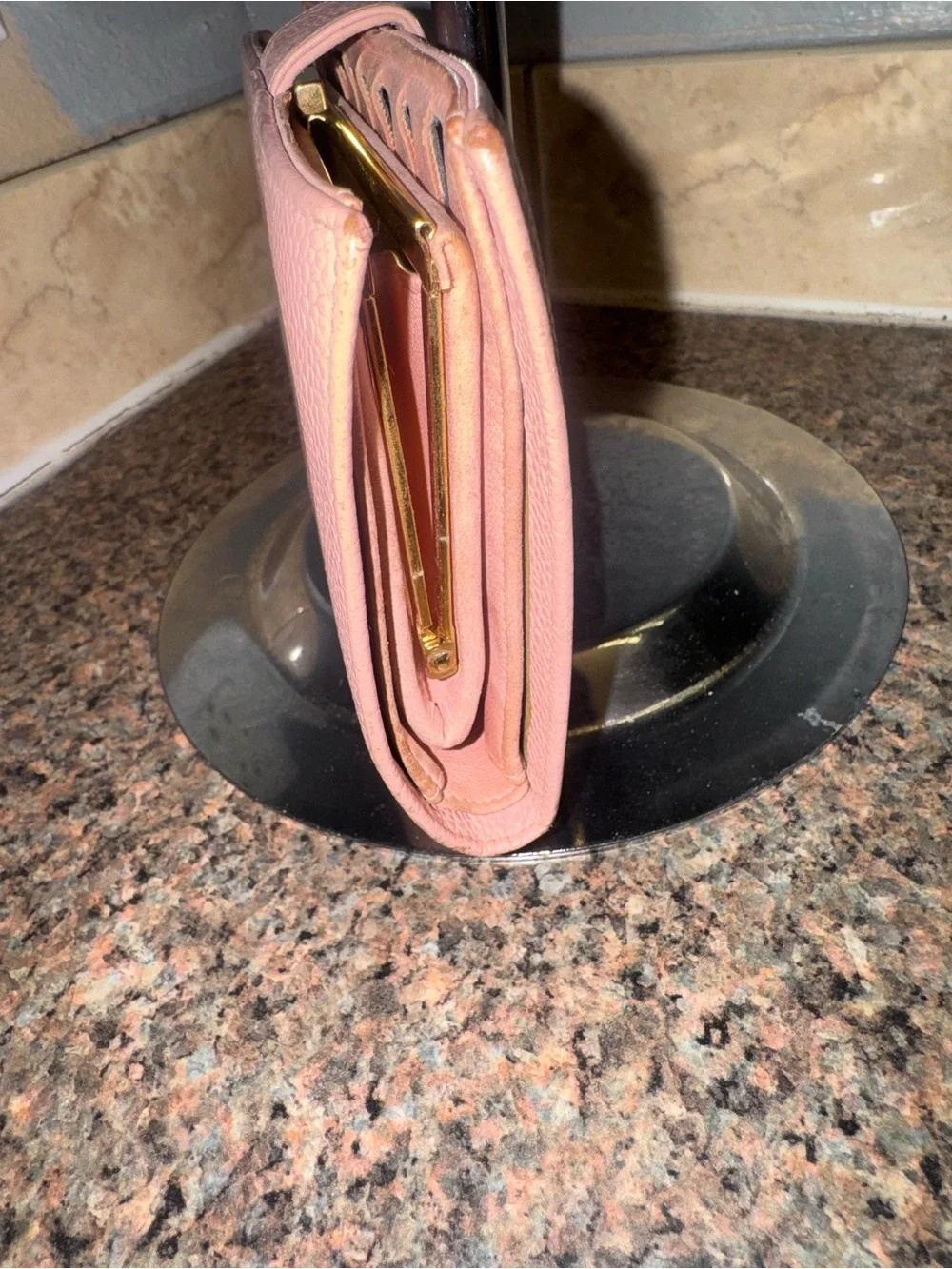 CHANEL Pink Pebbled Leather Wallet with COA